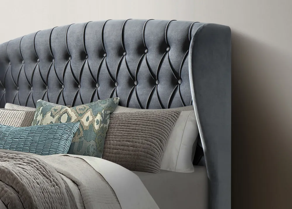 Bedmaster Warwick Wing Velvet Ottoman Bed