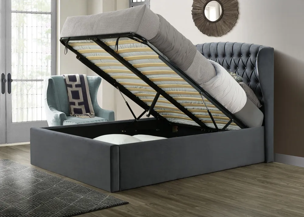Bedmaster Warwick Wing Velvet Ottoman Bed