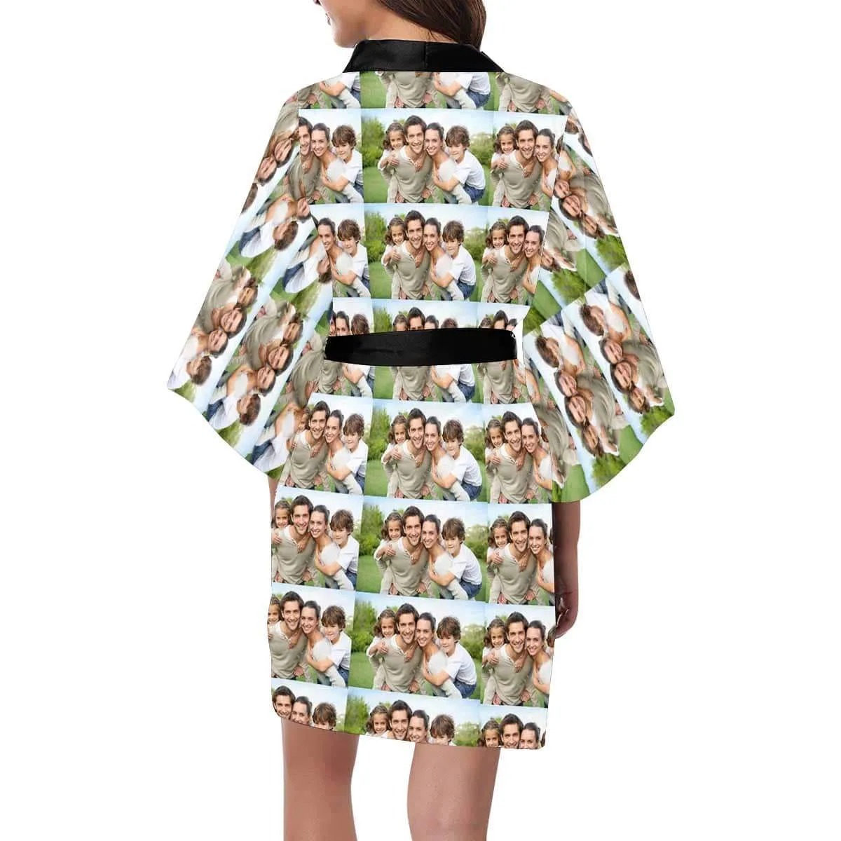 Custom Family Photo Women's Short Pajamas Personalized Photo Pajamas Kimono Robe