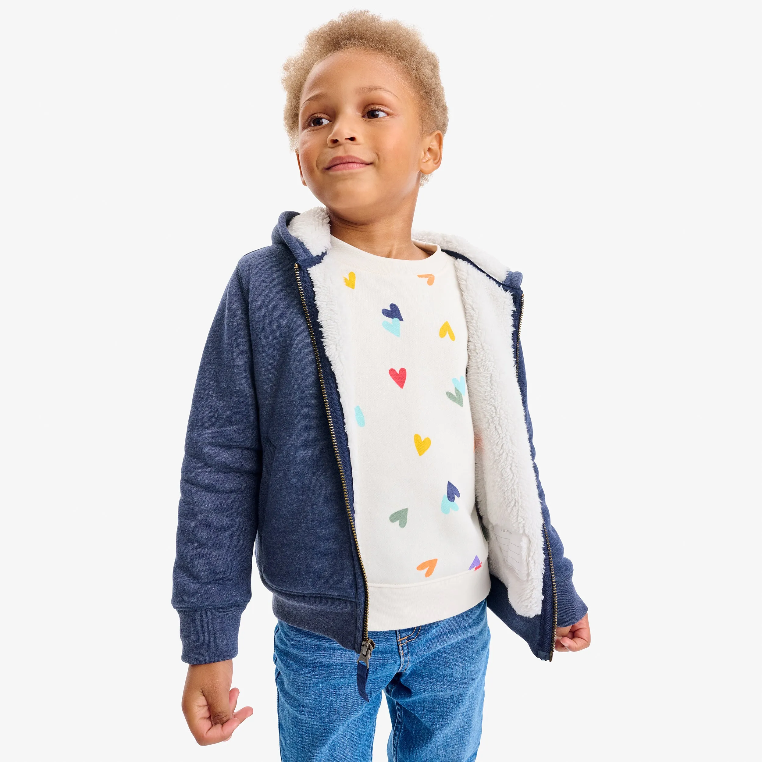 Kids teddy fleece-lined zip hoodie