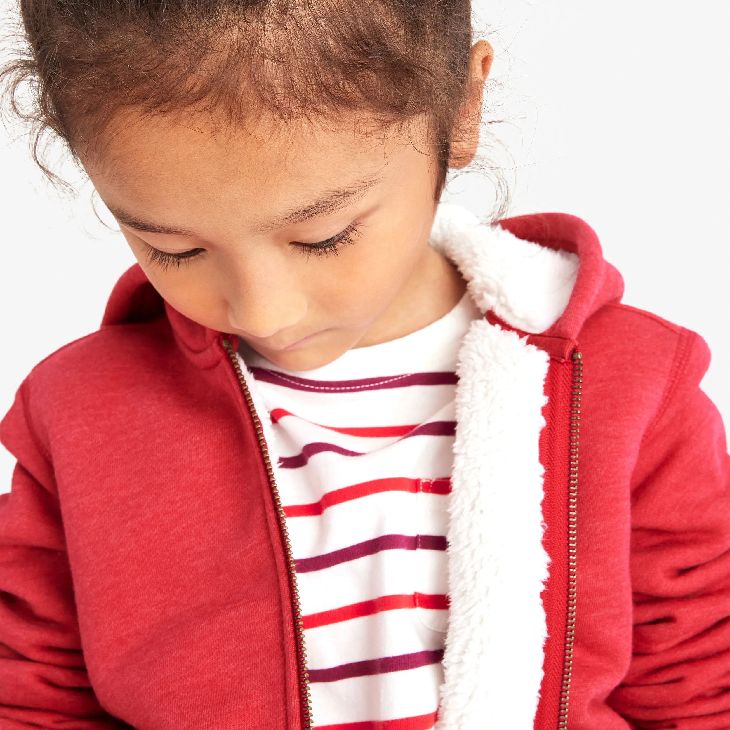 Kids teddy fleece-lined zip hoodie