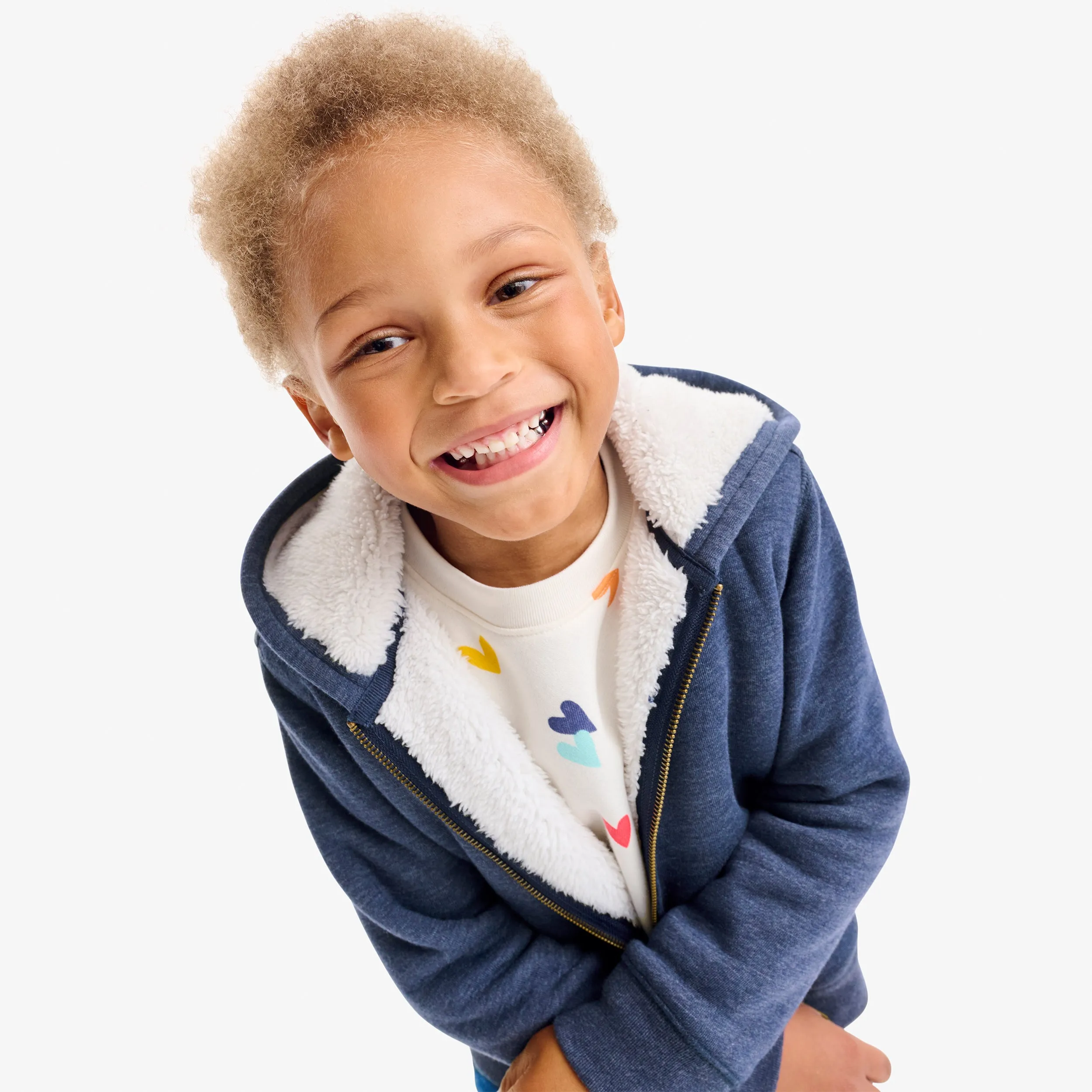 Kids teddy fleece-lined zip hoodie