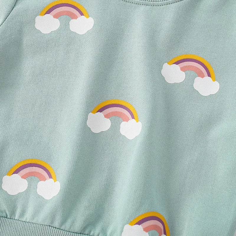 Long-Sleeve Rainbow Pattern Girls Sweatshirt