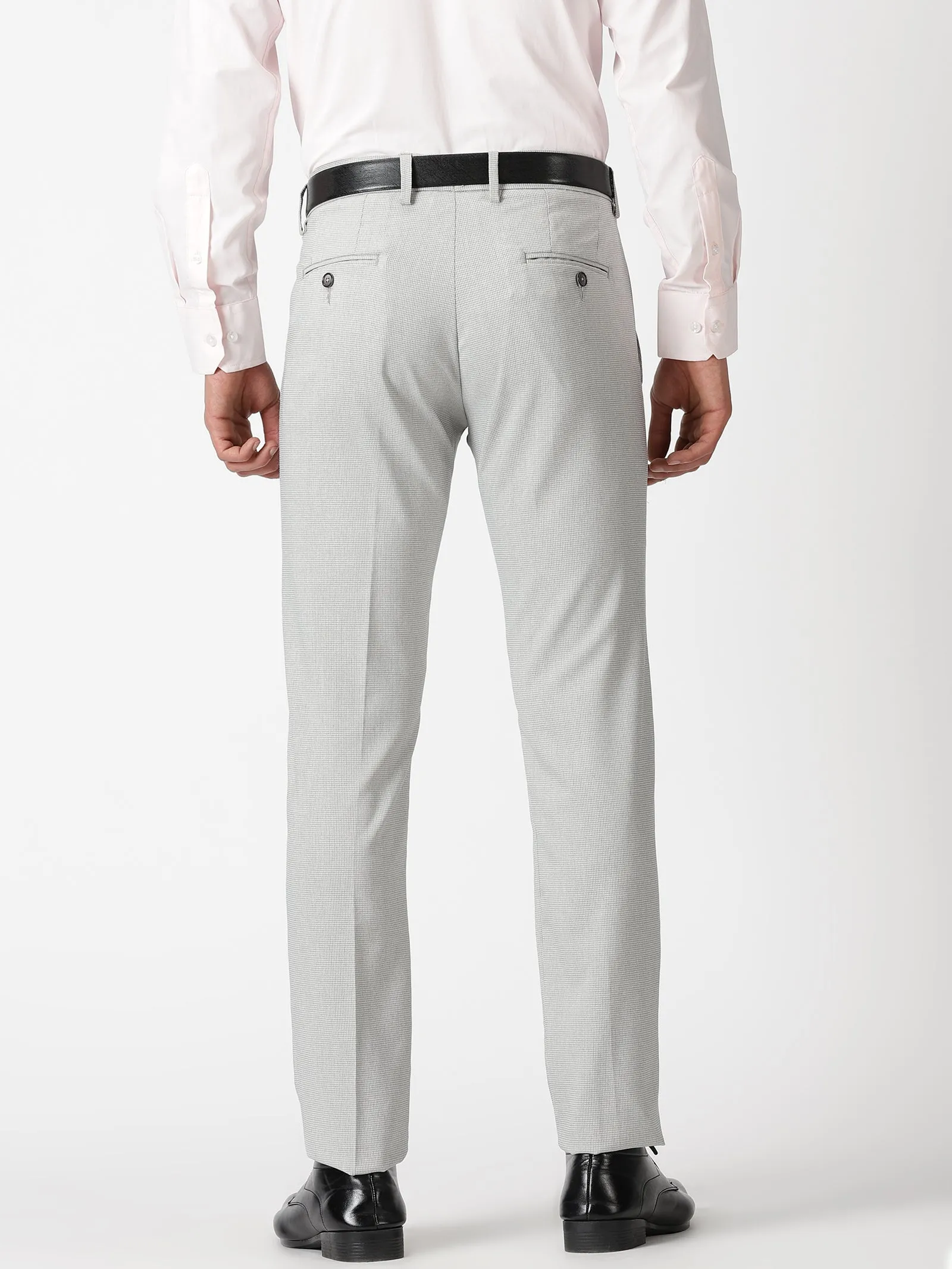 MEN'S LT GREY SOLID TAPERED FIT TROUSER
