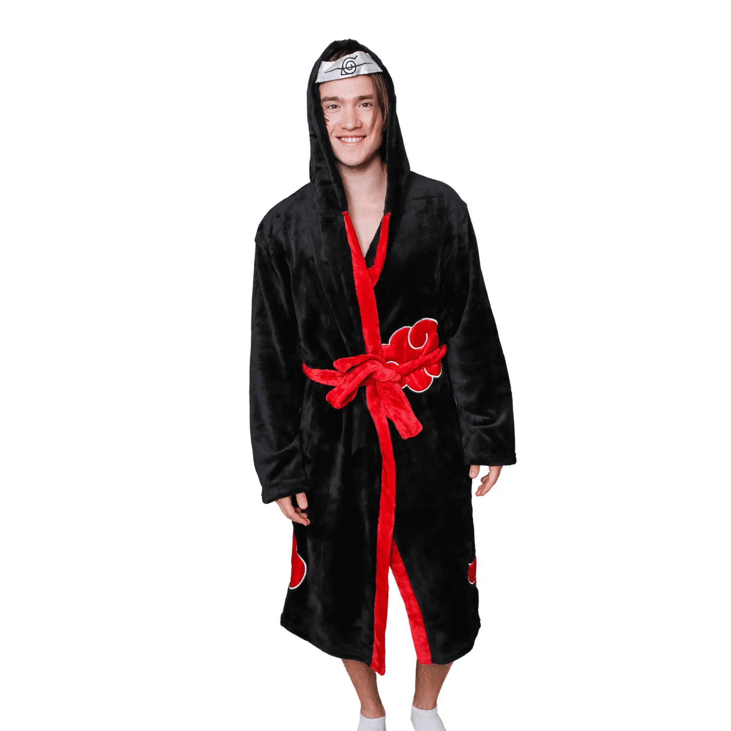 Naruto Shippuden Akatsuki Costume Bath Robe Fleece Anime Bathrobe