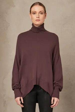 Oversize Turtle Neck Sweater - Burgundy