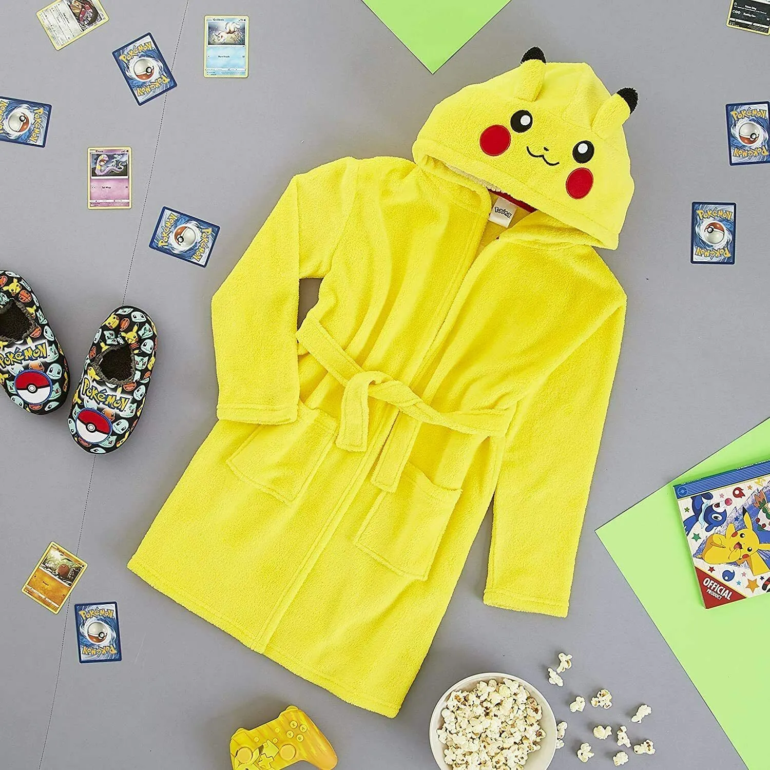 Pokemon Soft Fleece Dressing Gown with 3D Pikachu Hood for Kids