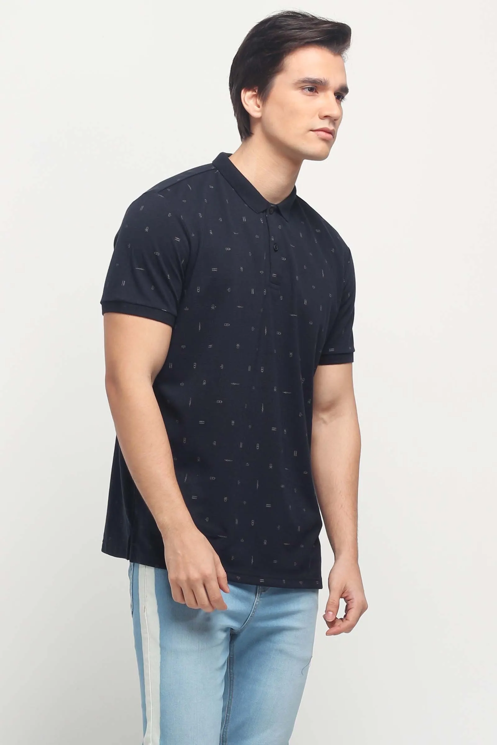 Relaxed Fit Polo Shirt With All-Over Print