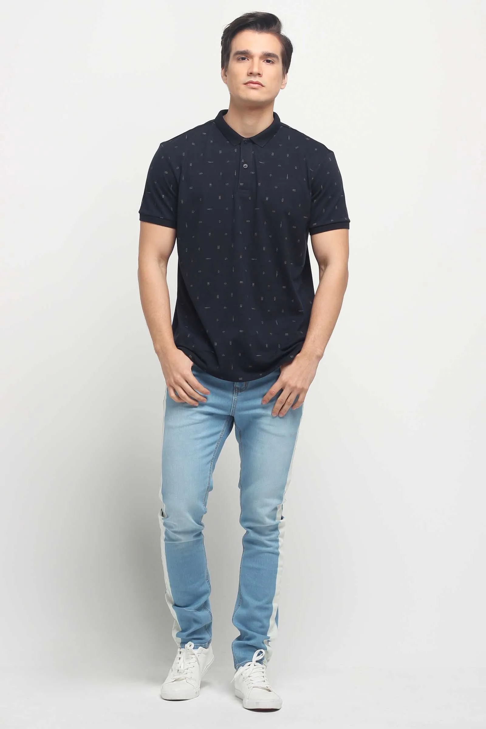 Relaxed Fit Polo Shirt With All-Over Print