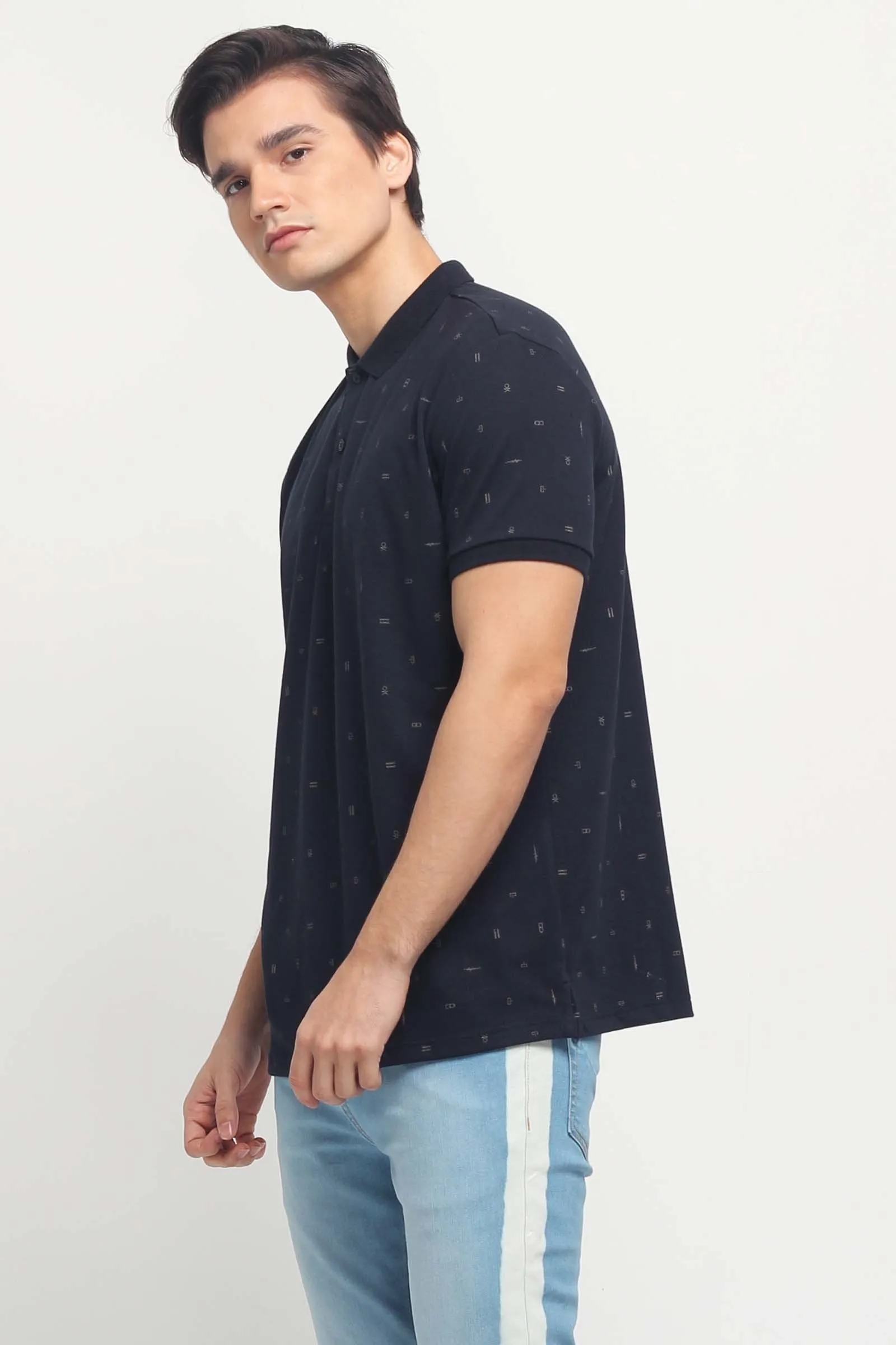 Relaxed Fit Polo Shirt With All-Over Print