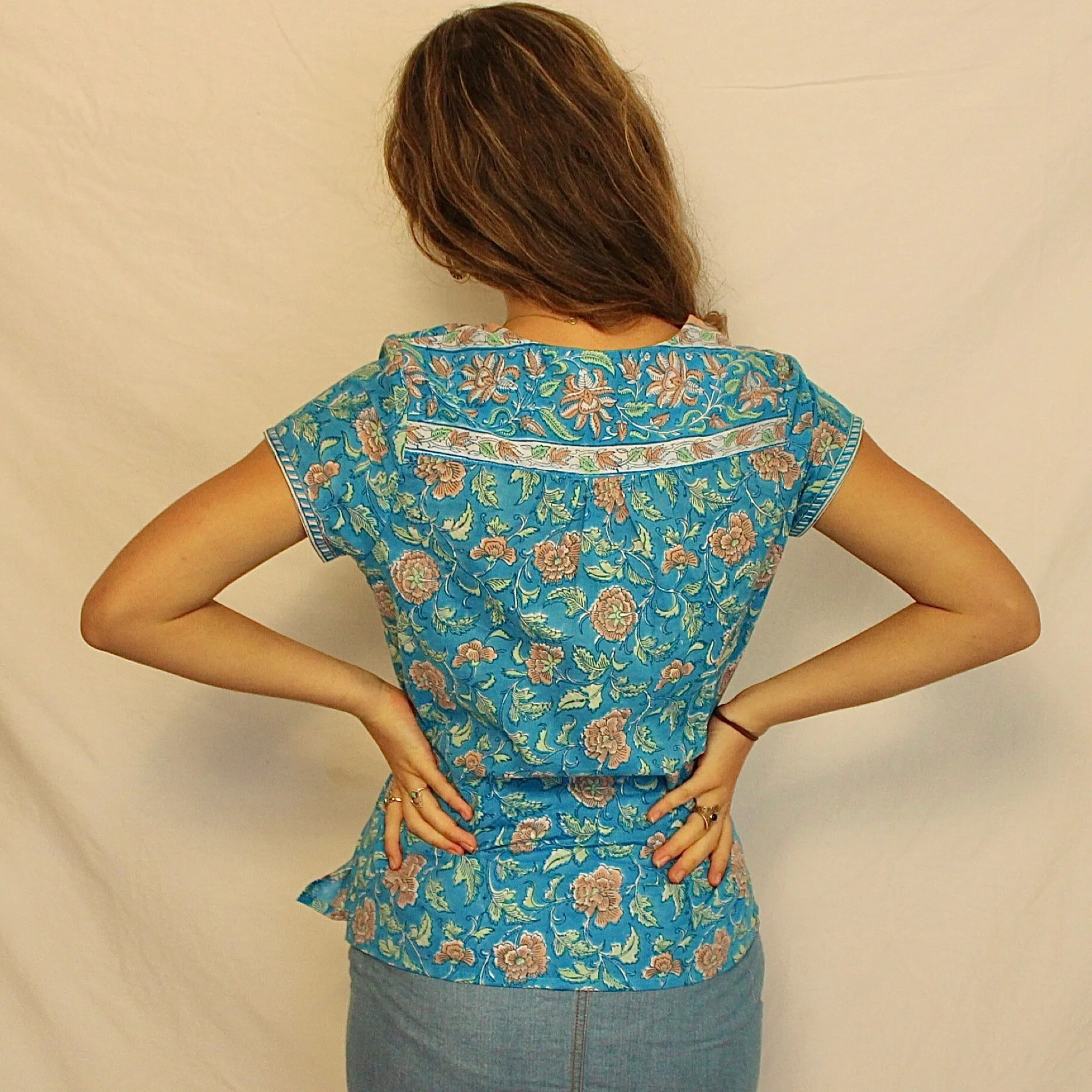 Sundari Turquoise Cotton Top
